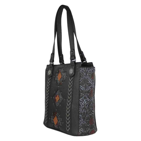 Western Concho Studded Tooling Tote Shoulder Bag