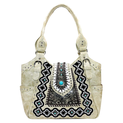 Western Concho Embroidery Tote Shoulder Bag