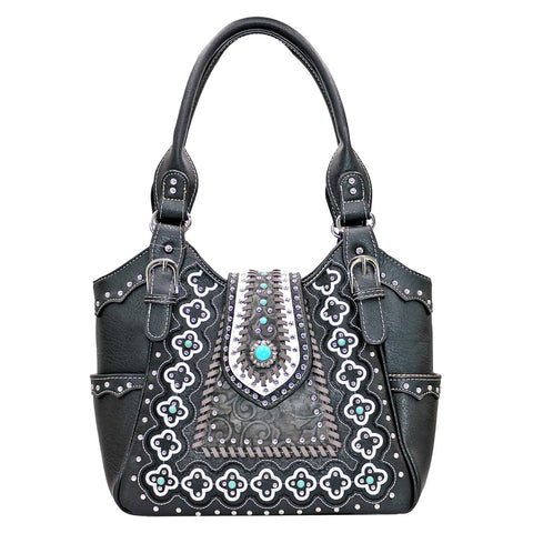 Western Concho Embroidery Tote Shoulder Bag