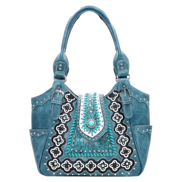 Western Concho Embroidery Tote Shoulder Bag