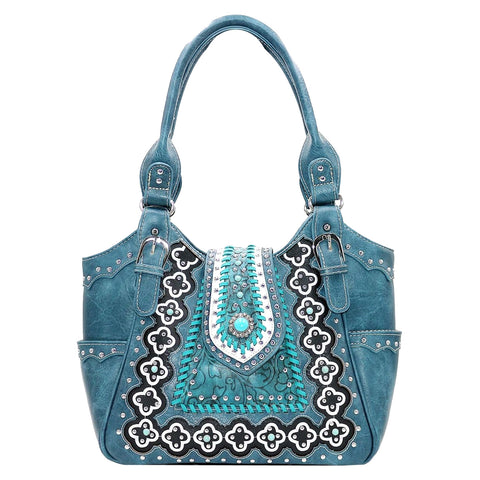 Western Concho Embroidery Tote Shoulder Bag