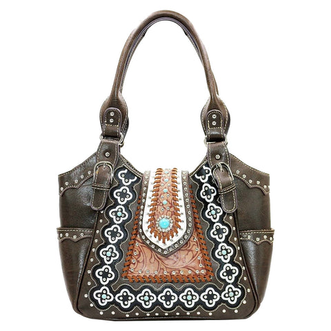 Western Concho Embroidery Tote Shoulder Bag
