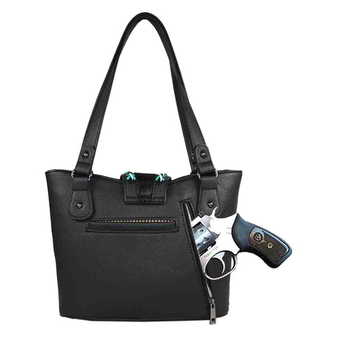 Turquoise Stone Studded Tote Shoulder Bag