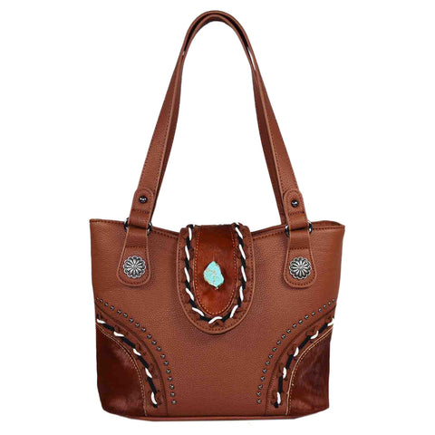 Turquoise Stone Studded Tote Shoulder Bag