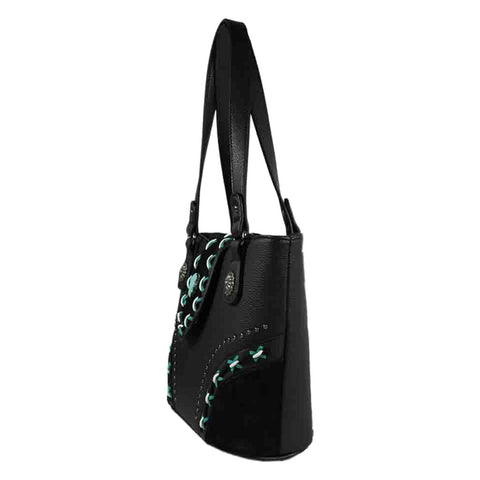 Turquoise Stone Studded Tote Shoulder Bag