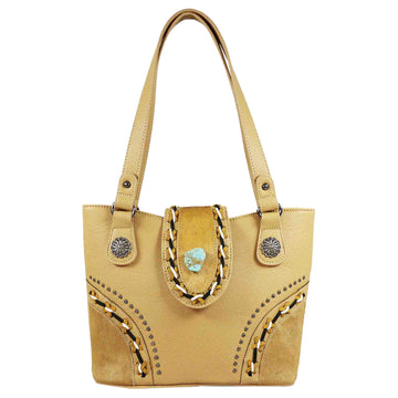 Turquoise Stone Studded Tote Shoulder Bag
