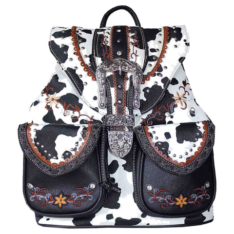 Cow Print Buckle Backpack