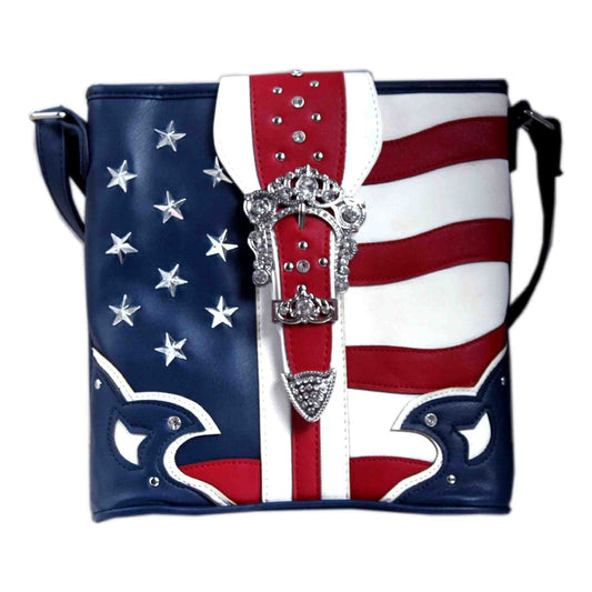 American Flag Rhinestone Buckle Crossbody Bag