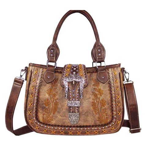 Western Buckle Embroidered Shoulder Crossbody Bag