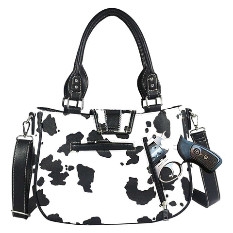 Cow Print Rhinestone Buckle Shoulder Crossbody Bag