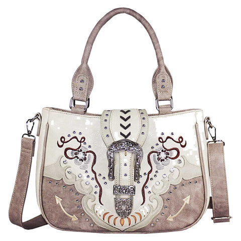 Western Buckle Floral Embroidery Shoulder Crossbody Bag
