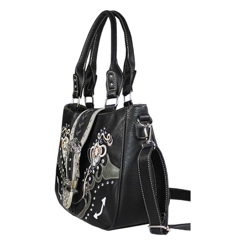 Western Buckle Floral Embroidery Shoulder Crossbody Bag