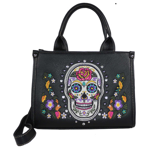 Sugar Skull Embroidered Crossbody Bag