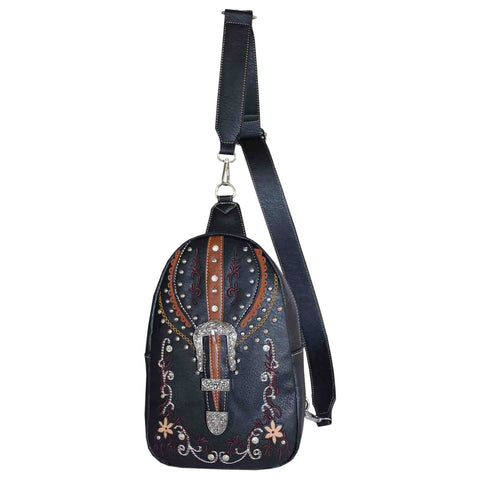 Western Buckle Embroidery Sling Bag