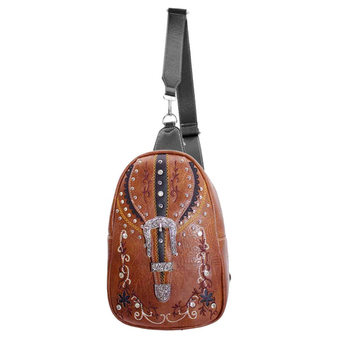 Western Buckle Embroidery Sling Bag
