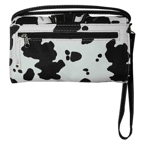 Cow Print Buckle Trifold Clutch Crossbody Wallet