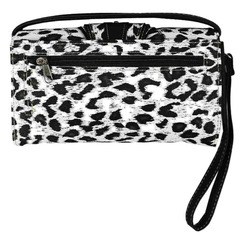 Leopard Print Buckle Trifold Clutch Crossbody Wallet