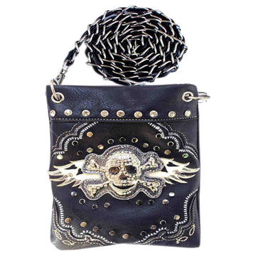 Rhinestone Skull Studded Mini Crossbody Bag