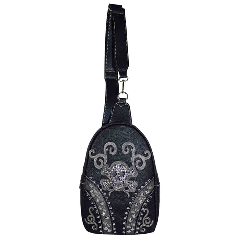 Skull Concho Studded Sling Bag