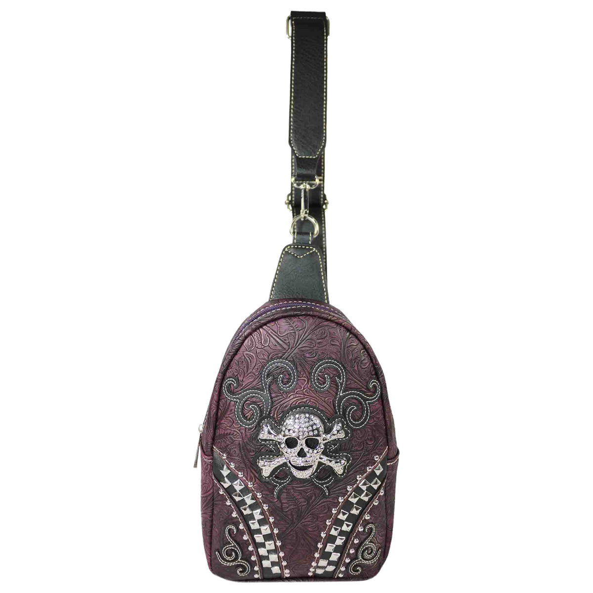 Skull Concho Studded Sling Bag