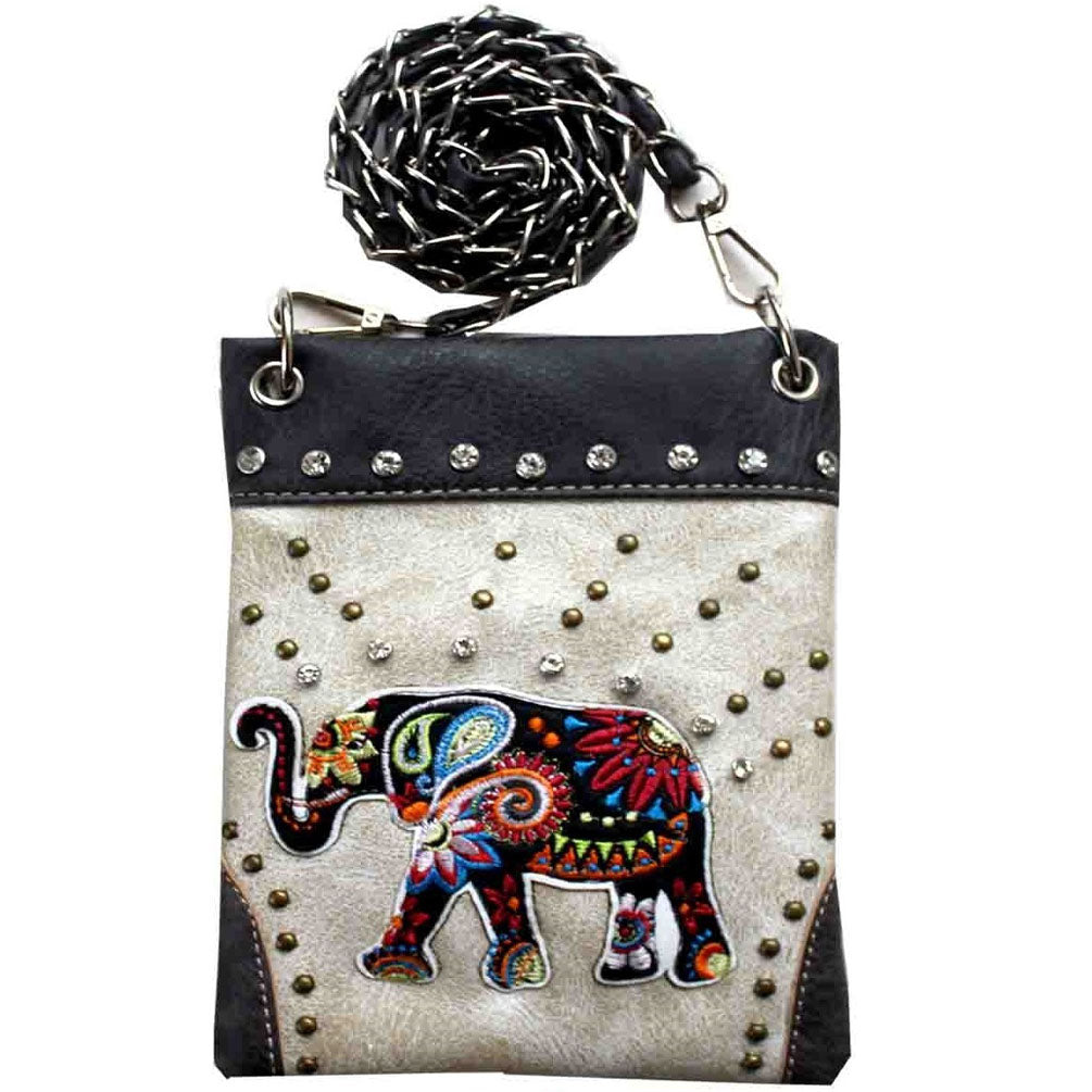 Mustang Elephant  Embroidery Rhinestone Mini Crossbody Bag