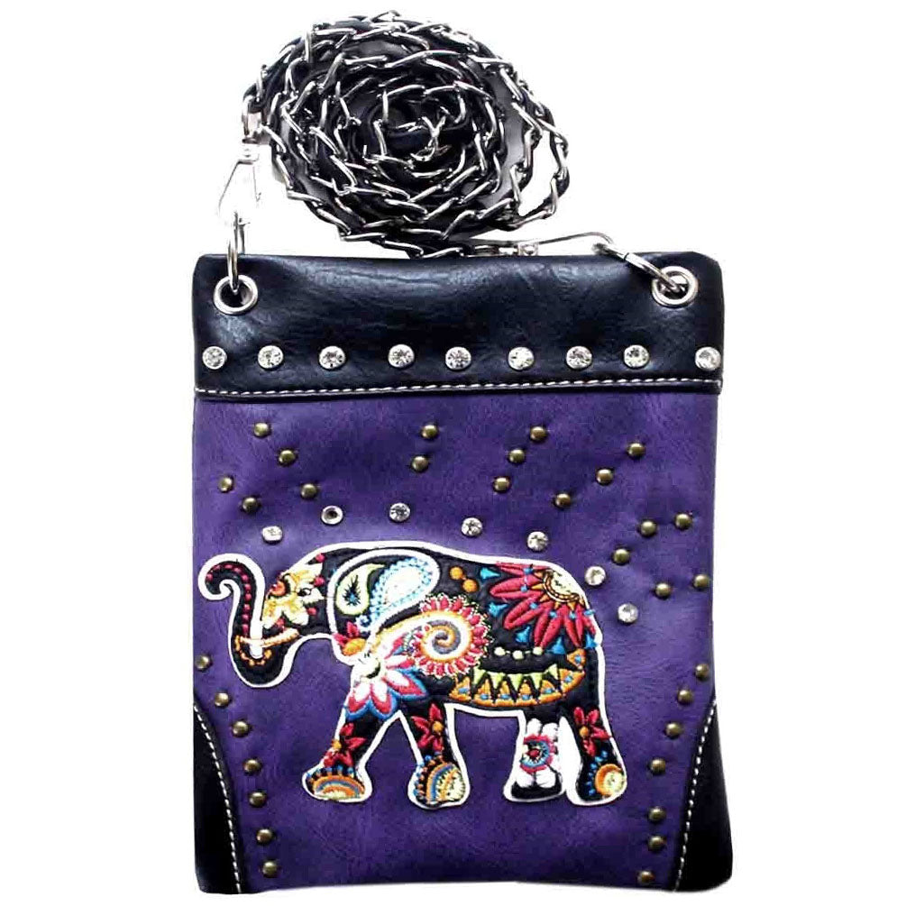 Mustang Elephant  Embroidery Rhinestone Mini Crossbody Bag
