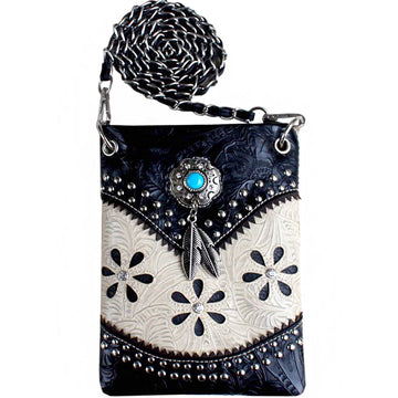 Western Concho Tooling Embossed Mini Crossbody Bag