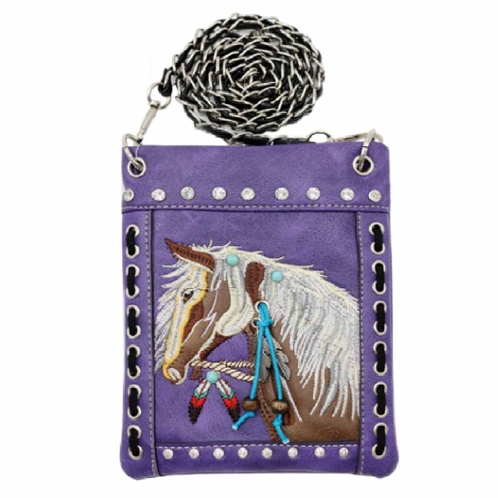 Horse Embroidery Western Mini Crossbody Bag