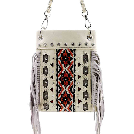 Aztec Fringe Western Design Mini Crossbody Bag