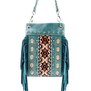 Aztec Fringe Western Design Mini Crossbody Bag