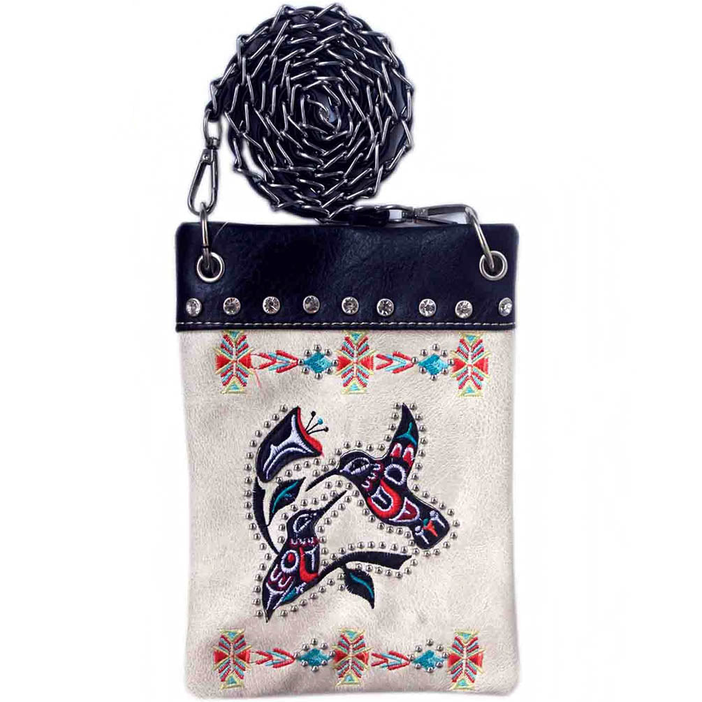 Western Hummingbird Embroidery Design Mini Crossbody Bag