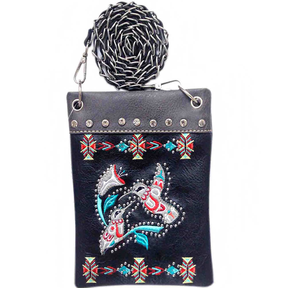 Western Hummingbird Embroidery Design Mini Crossbody Bag