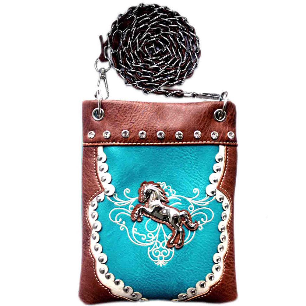 Western Horse Concho Studded Mini Crossbody Bag