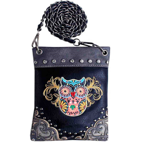 Western Owl Embroidery Mini Crossbody Bag