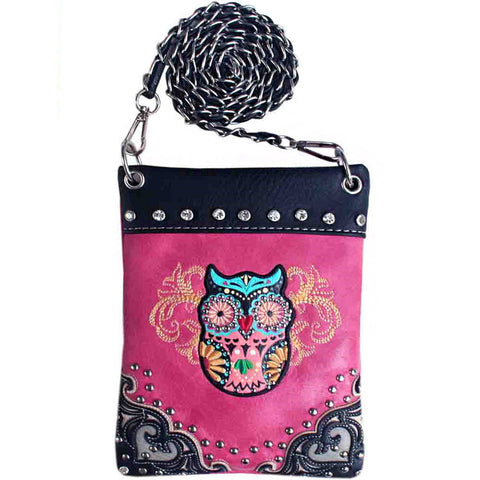 Western Owl Embroidery Mini Crossbody Bag