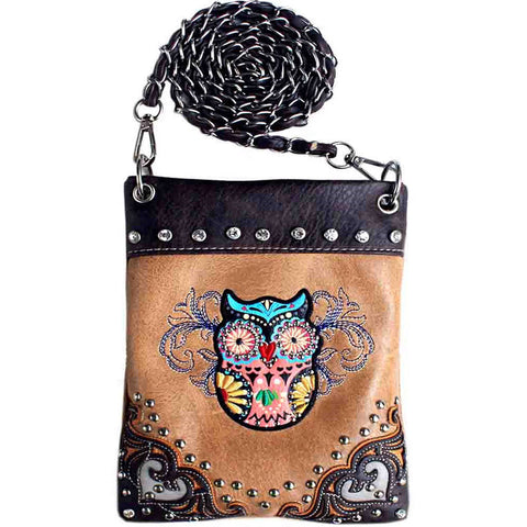 Western Owl Embroidery Mini Crossbody Bag