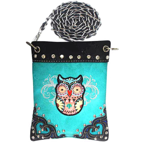 Western Owl Embroidery Mini Crossbody Bag