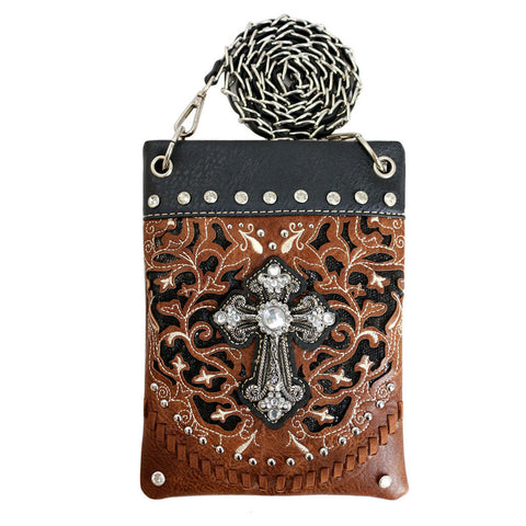 Western Spiritual Cross Cut out Design Mini Crossbody Bag