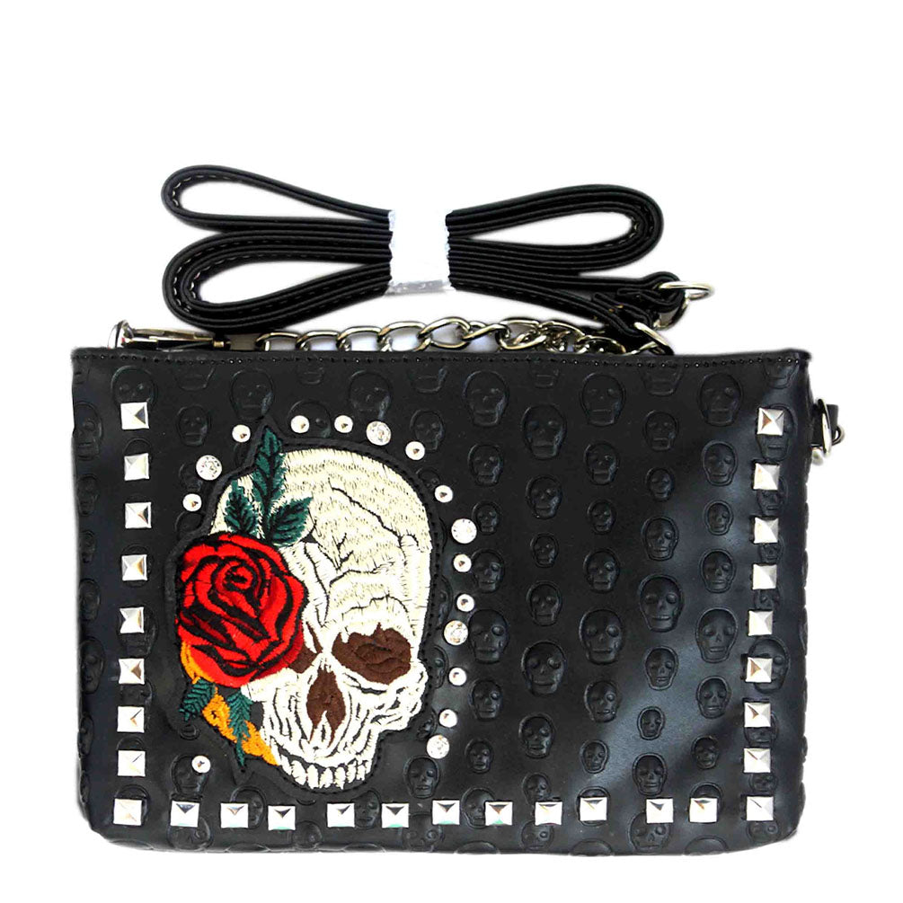 Concealed Carry Skull Concho Studded Crossbody Bag