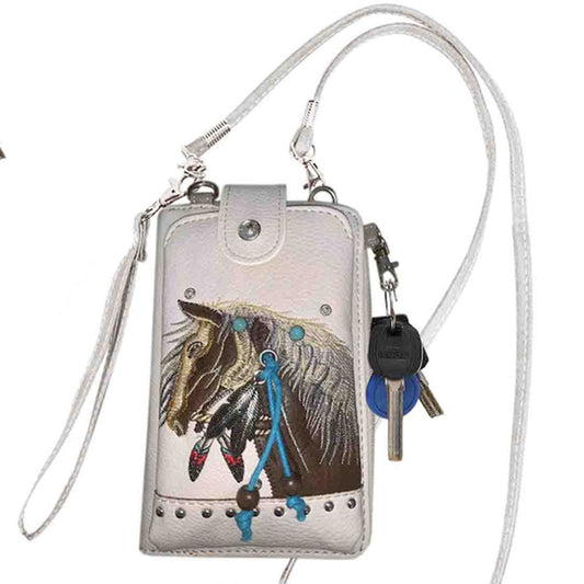 2061W193 Horse Embroidery Phone Wallet with Strap