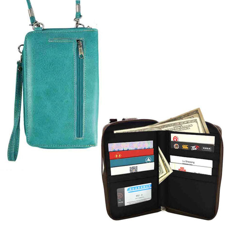 Multi Purpose Horse Embroidery Phone Wallet with Strap