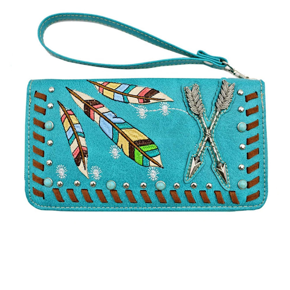 Concealed Carry Western Native American Arrow Embroidery Wallet
