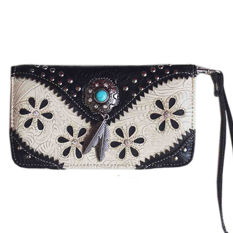 Multi Functional Western Concho Embroidery Wallet