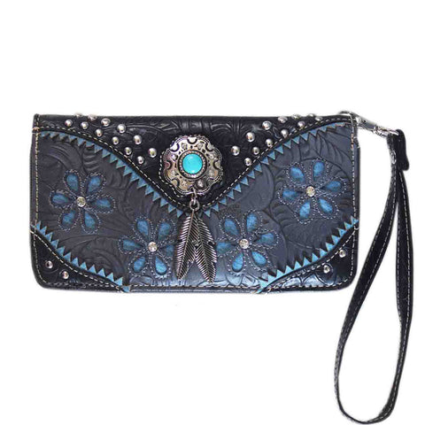 Multi Functional Western Concho Embroidery Wallet