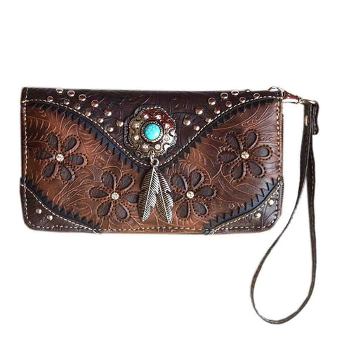 Multi Functional Western Concho Embroidery Wallet