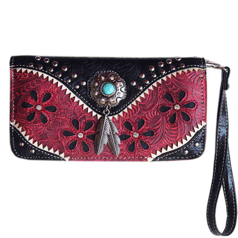 Multi Functional Western Concho Embroidery Wallet