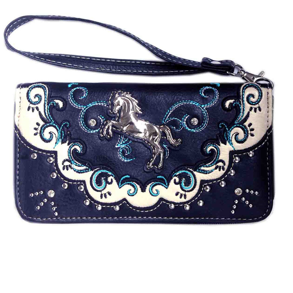 Multi Functional Western Horse Embroidery Wallet – C&S Trading
