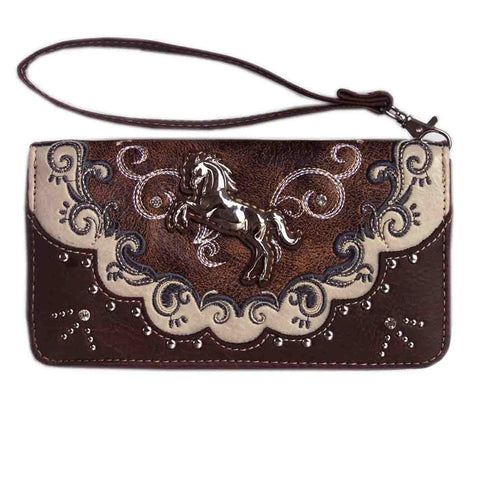 Multi Functional Western Horse Embroidery Wallet