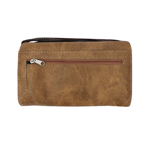 Multi Functional Eagle Embroidery Trifold Clutch Crossbody Wallet