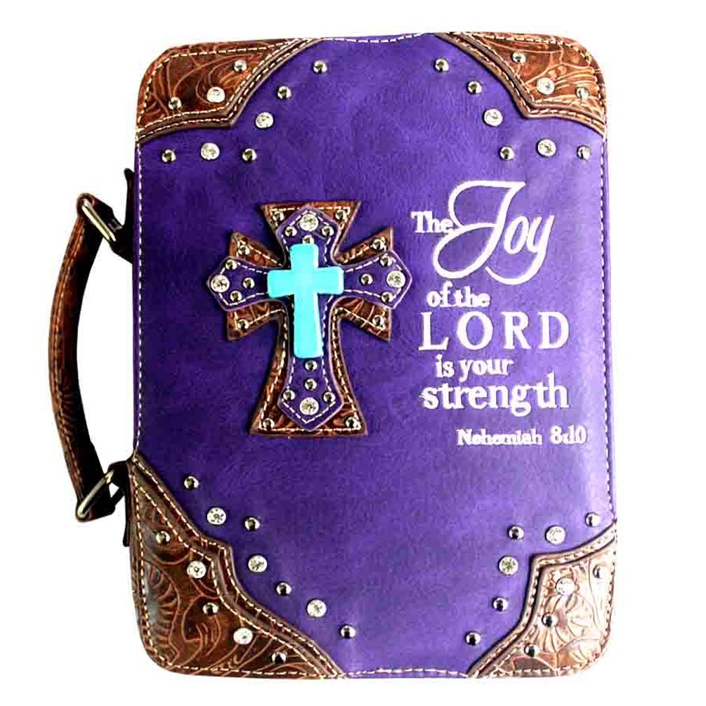 Fleur De Lis Spiritual Cross Rhinestone Studded Bible Cover